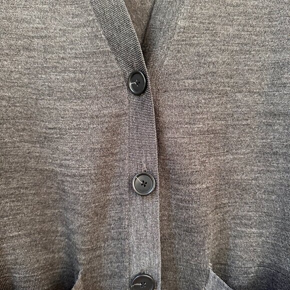 LOFT Charcoal Gray V-Neck Pocket Cardigan - Size M - Picture 5 of 5